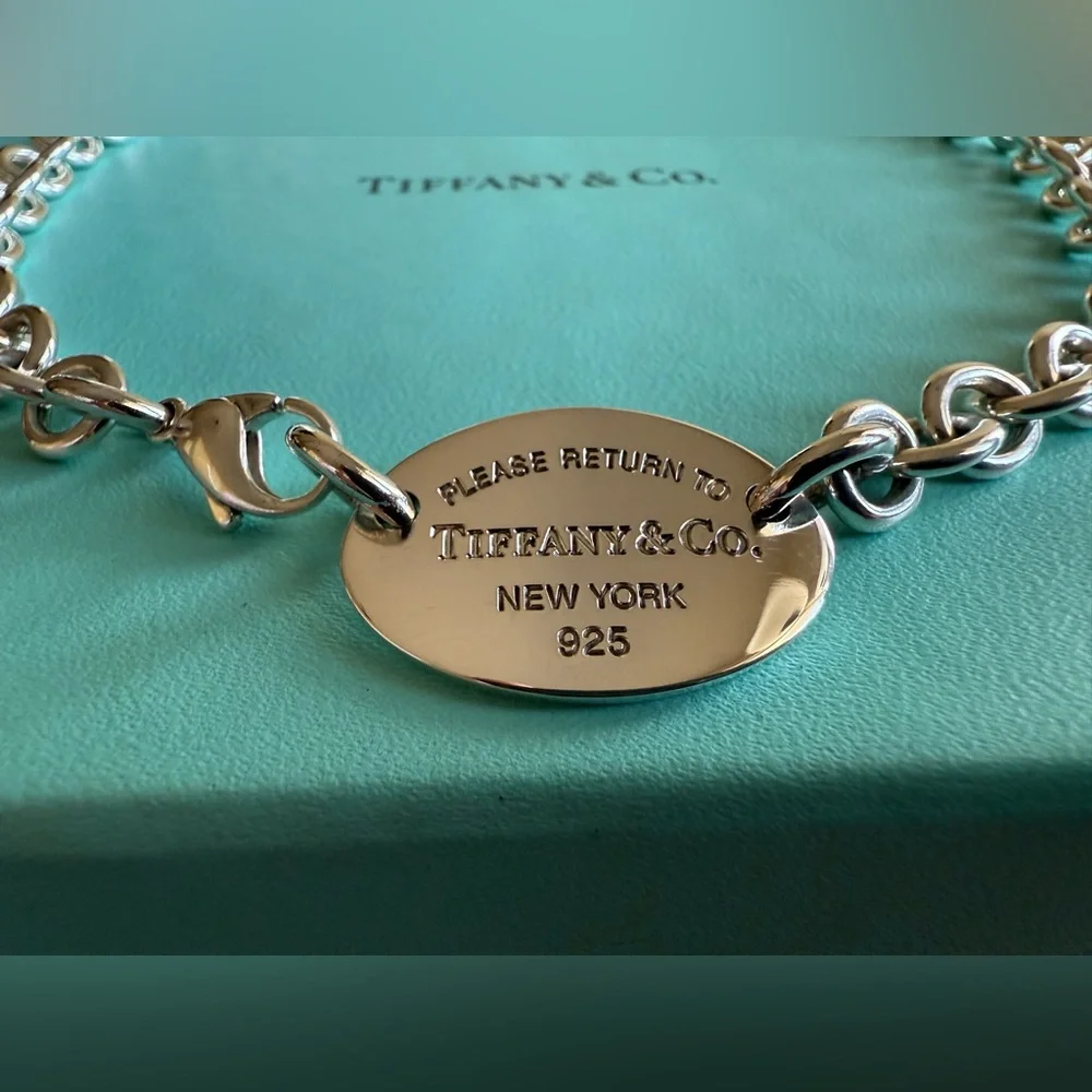 Modern Version Tiffany&Co. Please Return To Oval Tag Necklace 15.25” - Picture 3 of 9